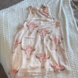 NWT High neck floral steer skull dress